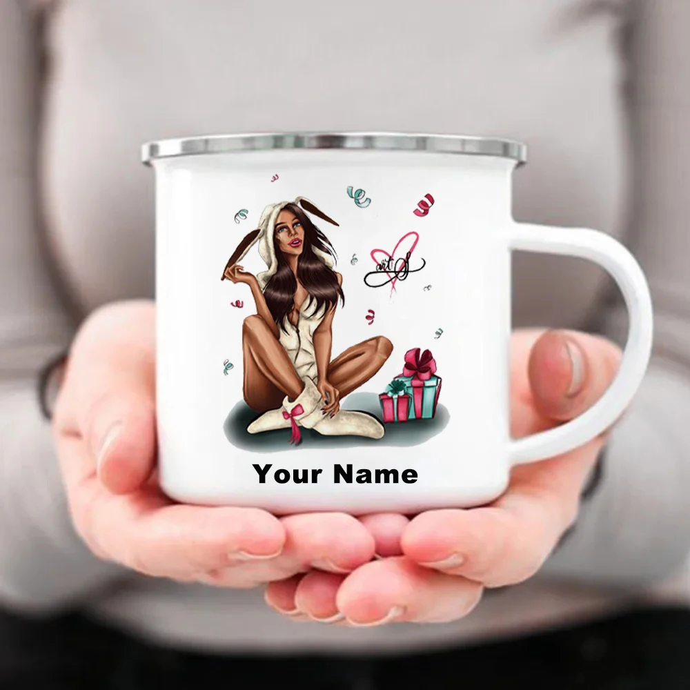 Coffee Tea Name - Caneca personalizada do esmalte com seu