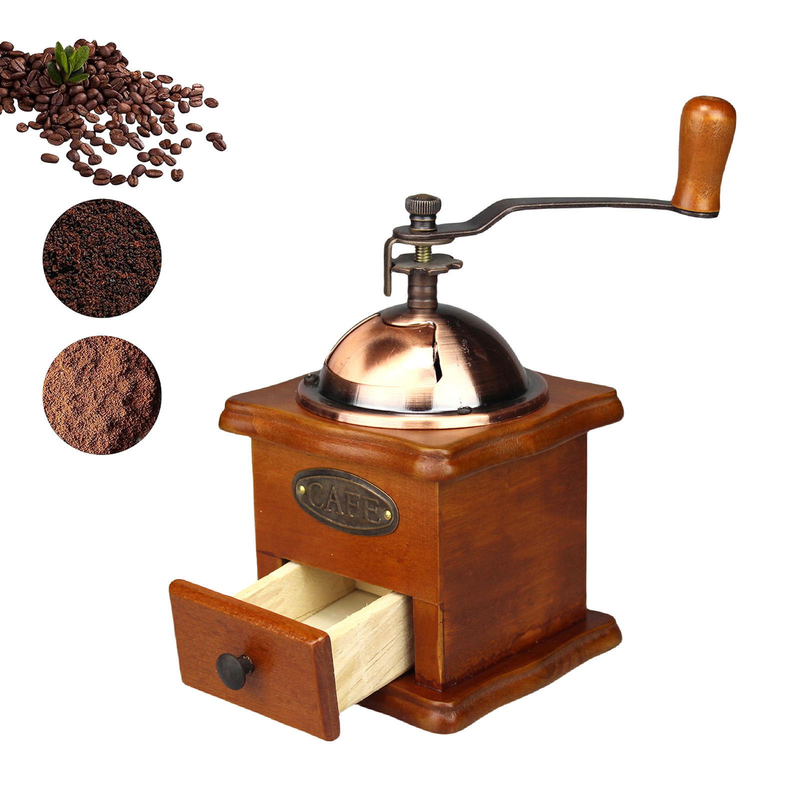 Burr Hand Grinder - Moedor de café manual antigo, manivela,