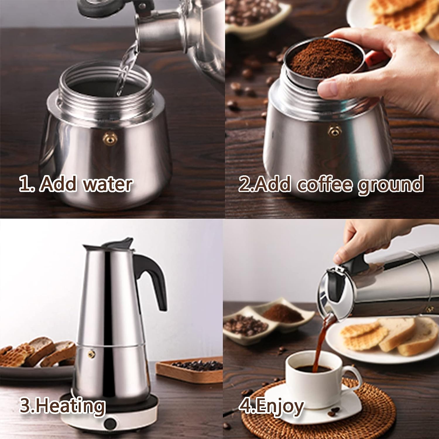 4/6/9 Xícaras Moka Pot Caffe M - Moka Pot Stove avaliação e preço