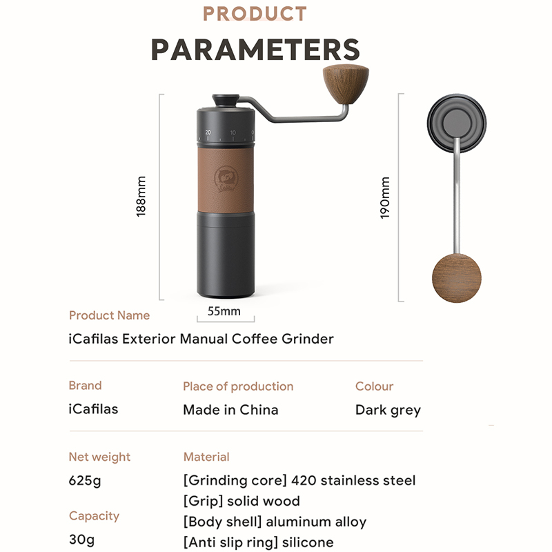 Icafilas moedor de café manual - Burr Hand Grinder avaliação e preço
